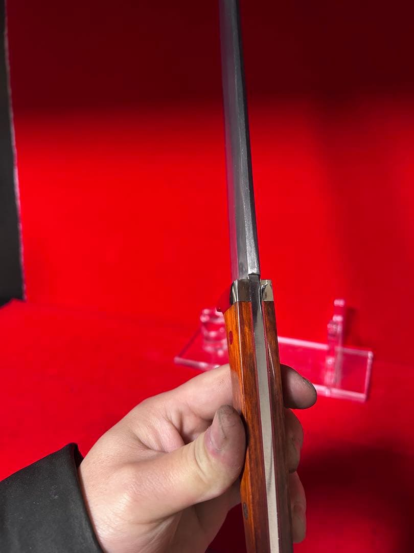 01576 包丁　先丸　鉈　剣鉈　大道工具　玉鋼製　甲伏鍛　箱付　未使用品