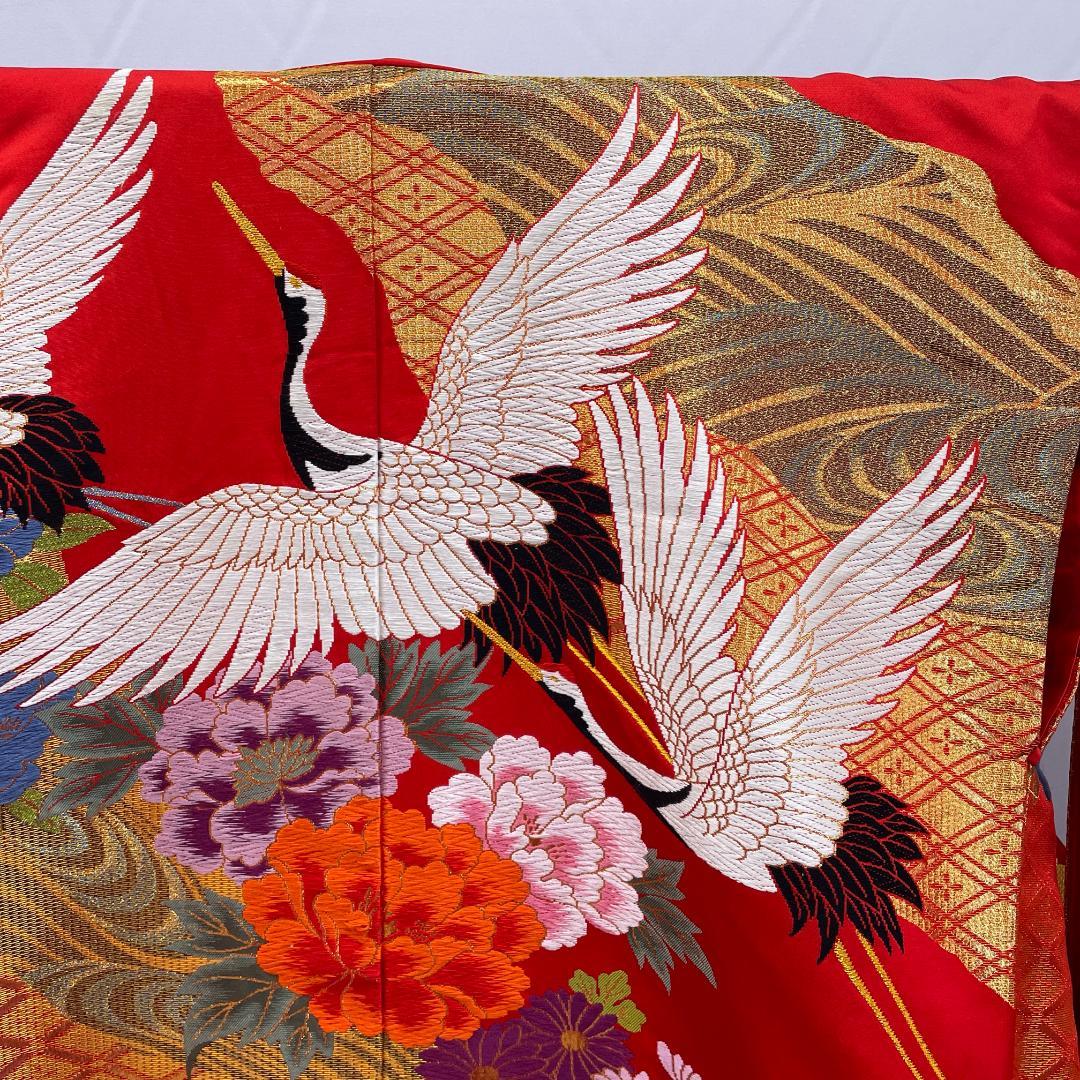 r*o様 オY★2378★ 色打掛 豪華 赤 鶴 金彩 婚礼衣装 新婦 結婚式
