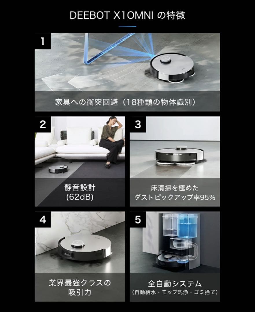 ECOVACS DEEBOT X1 OMNI 床掃除ロボット 掃除機 DEX11