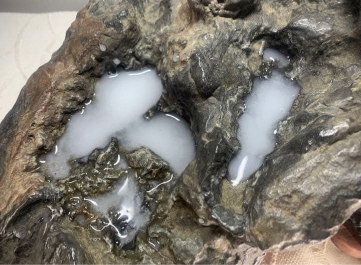 3718 粕川酒絞石 溜まり石12.82kg   入賞歴有水石 盆栽 盆石 置物