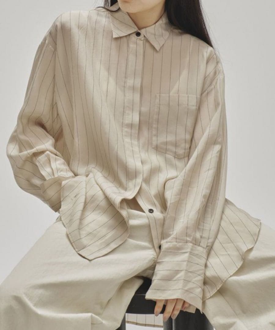 美品TODAYFUL Stripe Silky Shirts/ストライプシルキー