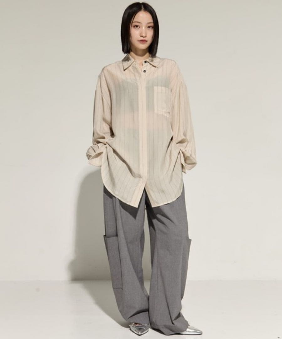 美品TODAYFUL Stripe Silky Shirts/ストライプシルキー