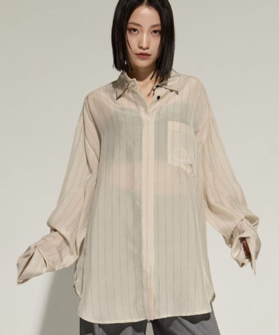 美品TODAYFUL Stripe Silky Shirts/ストライプシルキー