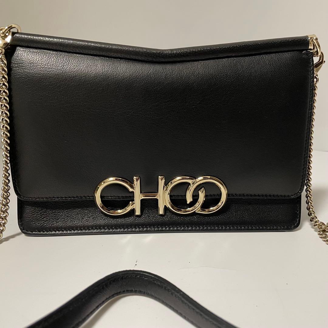 ✨️未使用保管✨️ Jimmy Choo ショルダーバッグ　チェーン　レザー　黒