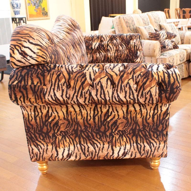 虎柄ソファ 幅210cm タイガー ラグジュアリー 丸脚 143-137-001
