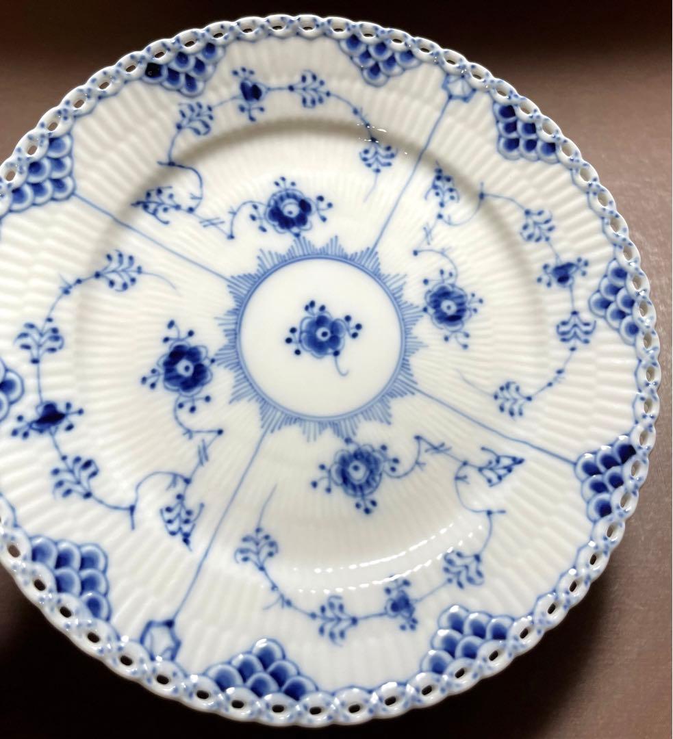 ロイヤルコペンハーゲンブルーフルーテッドフルレースプレート19cm皿A未使用美品