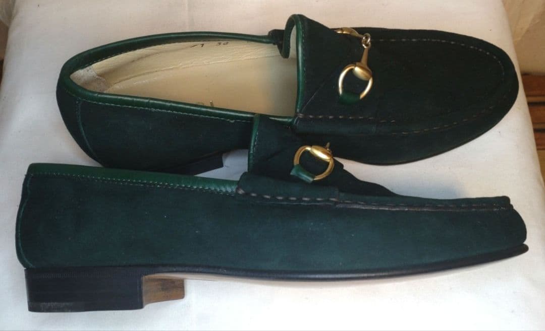 GUCCI ローファー モスグリーン モカシン スエード 23cm