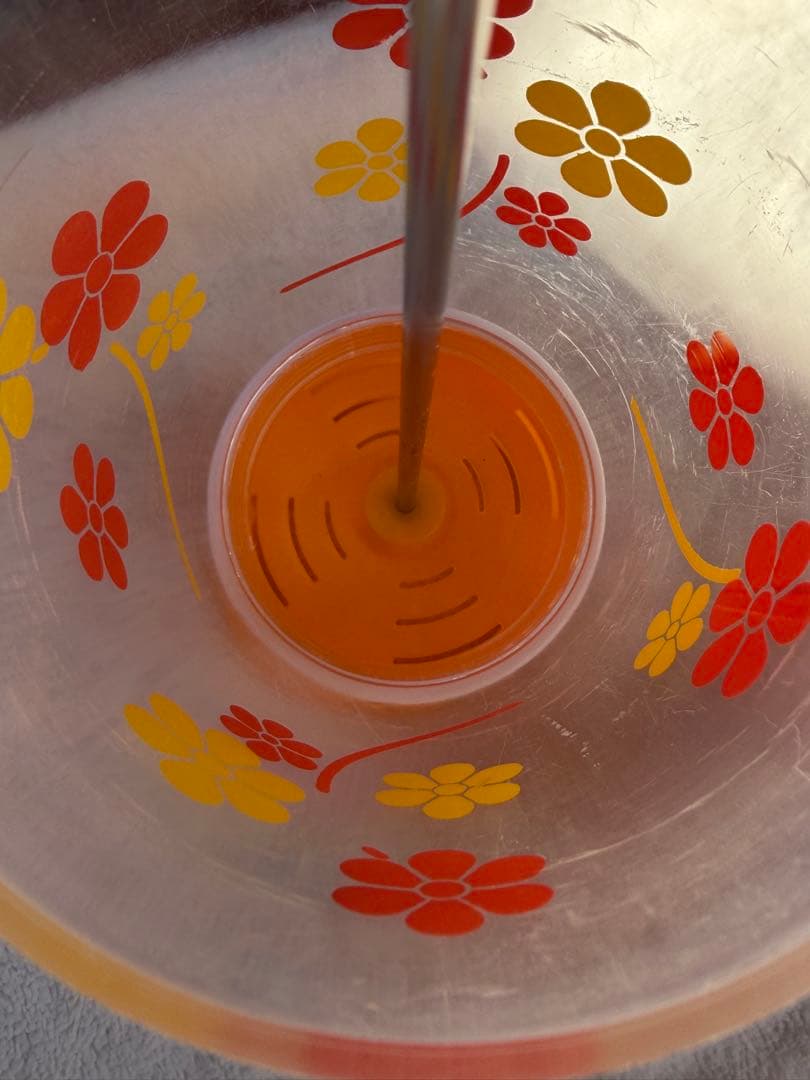 昭和レトロ　トーワ　TOWA 箸立て　レトロ箸立　食堂　当時物　花柄　黄色