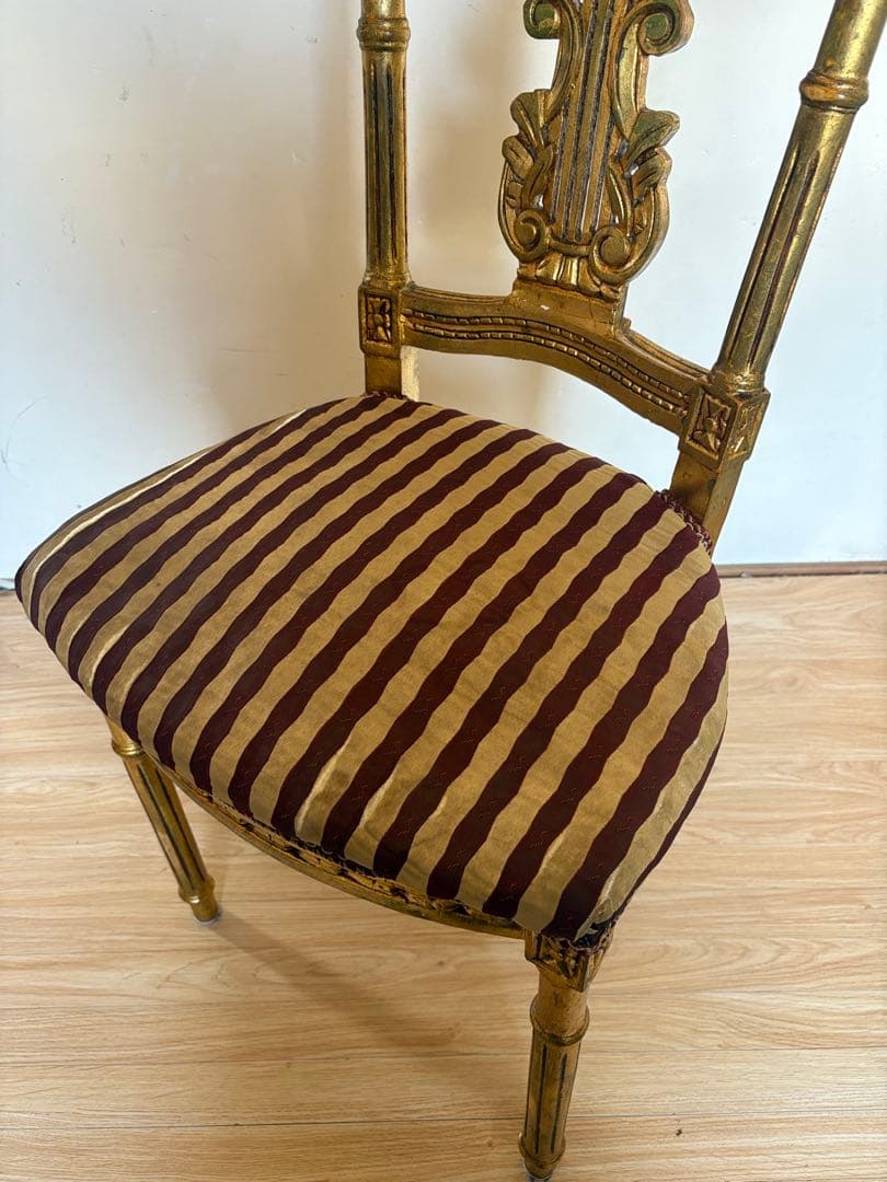 アンティークチェア　サロンチェア　ダイニングチェア　ゴールド　当時物　②
