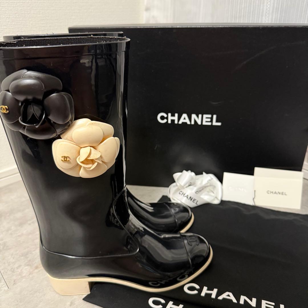 【美品❗️】CHANELレインブーツ　カメリア　ココマーク