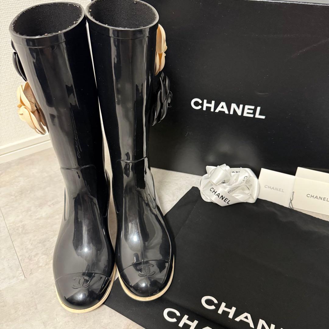 【美品❗️】CHANELレインブーツ　カメリア　ココマーク