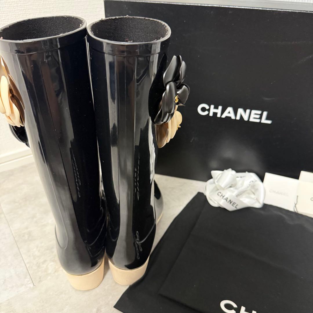 【美品❗️】CHANELレインブーツ　カメリア　ココマーク
