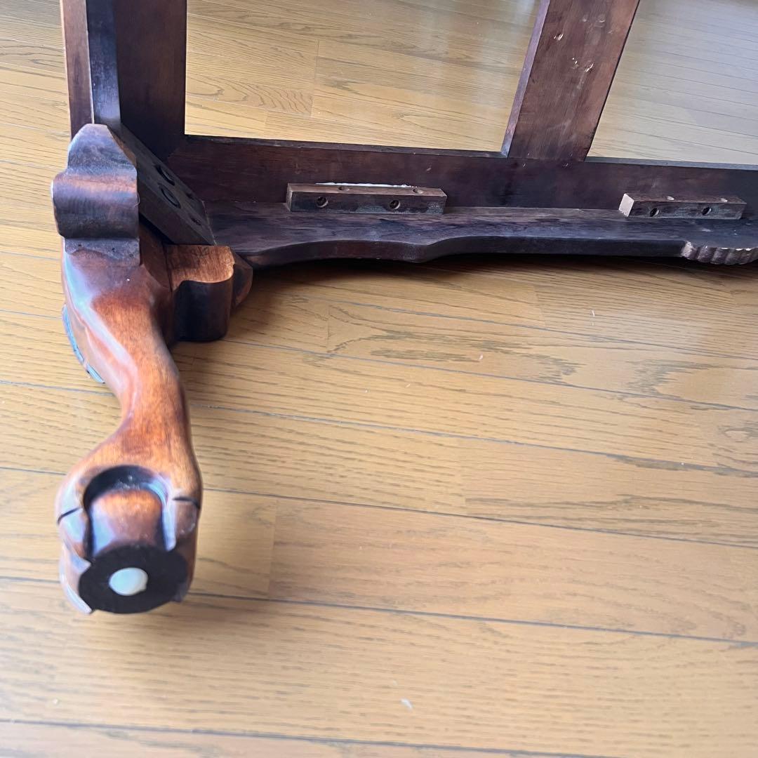 木製座卓 ガラス天板 ダークブラウン アンティークテーブル アメリカ輸入家具