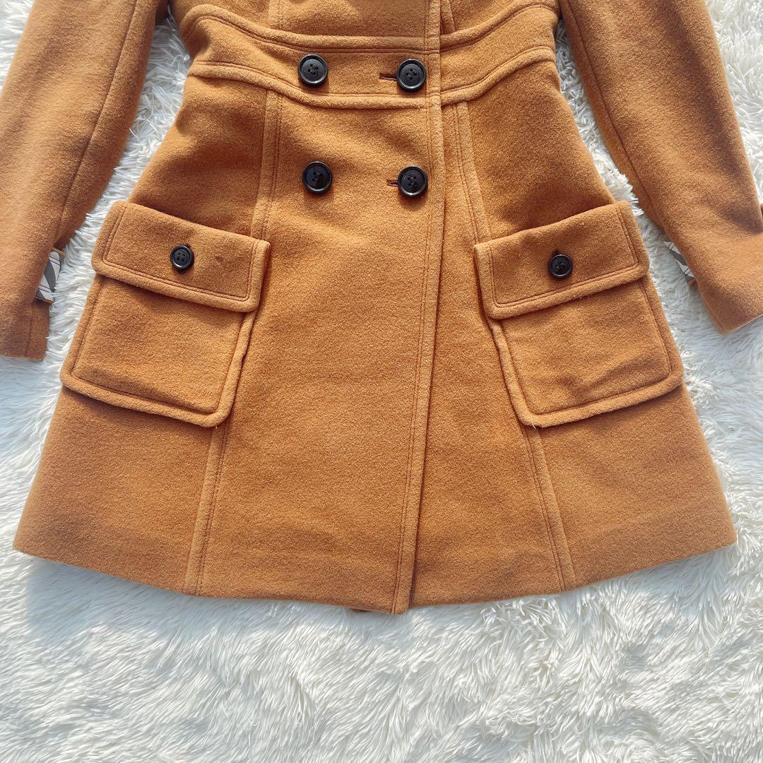 バーバリー ブルーレーベル ロングコート キャメル チェック裏地 ウール混 40