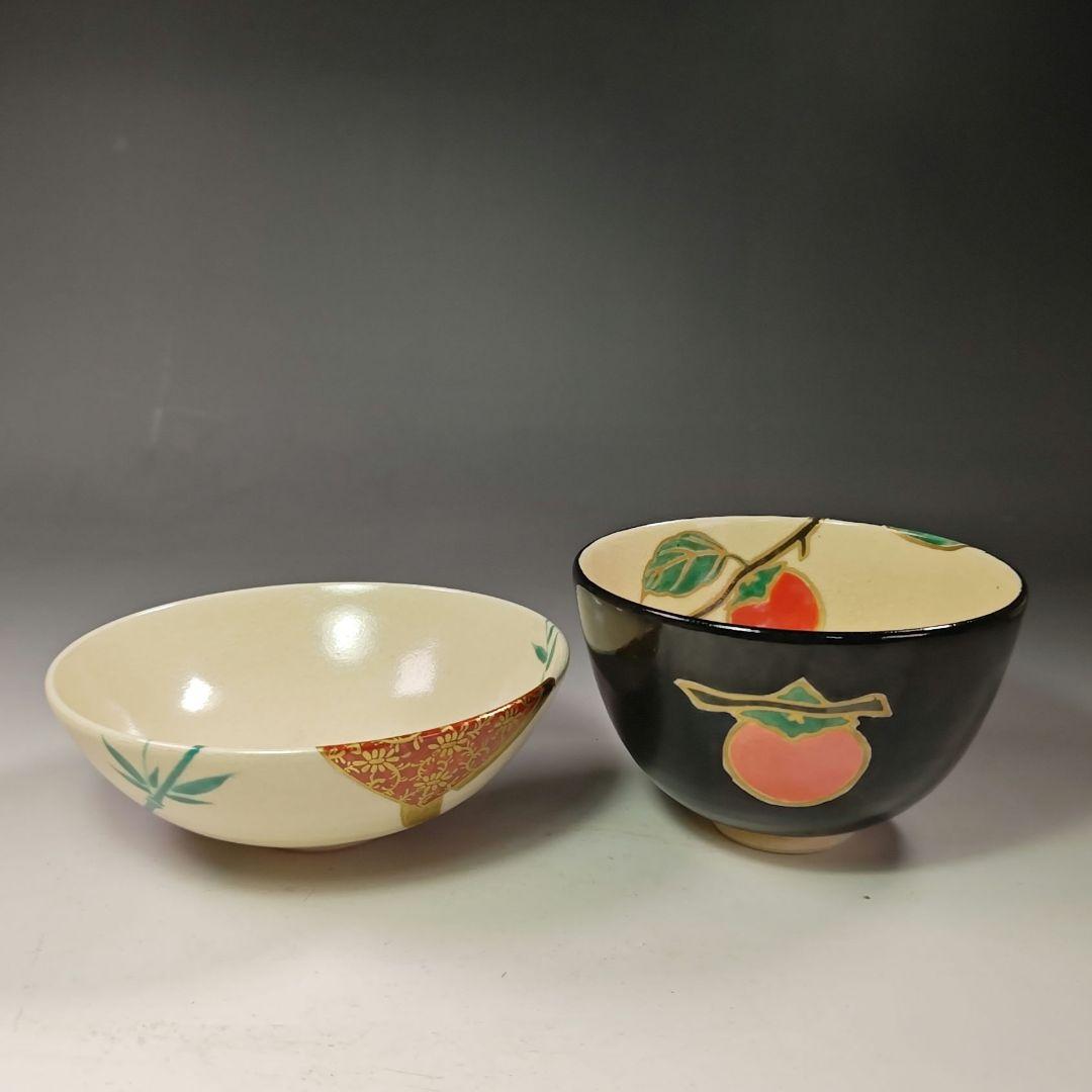 イ678 数茶碗『清閑寺窯　杉田祥平造』『色絵仁清季節図変り　１１客　共箱』