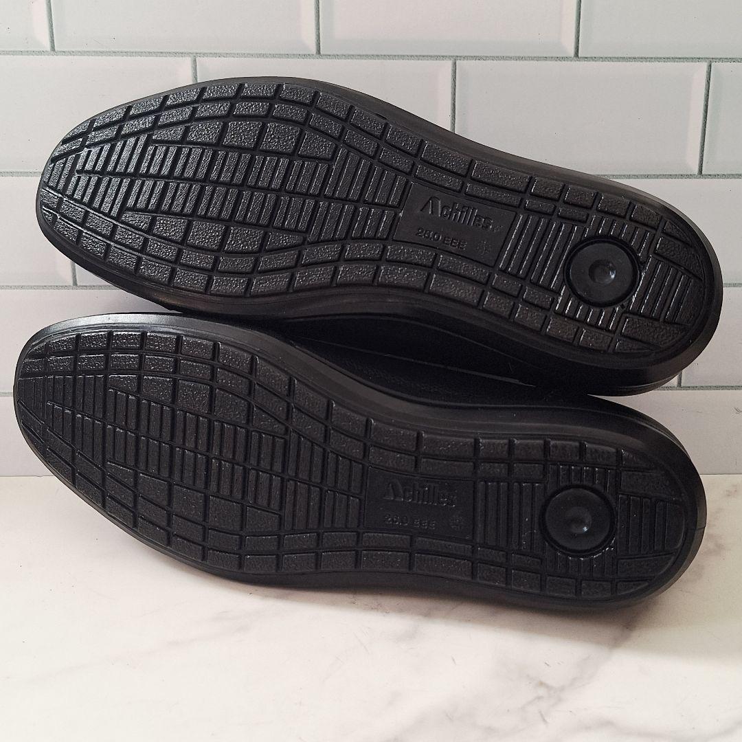 【新品】 アキレスソルボ 牛革 ゴム紐 スリッポン 26 メンズ 黒 3E