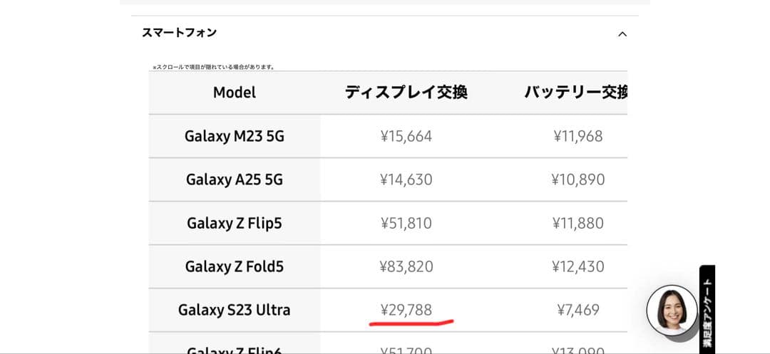 Samsung Galaxy S23 Ultra 本体 画面ひびあり