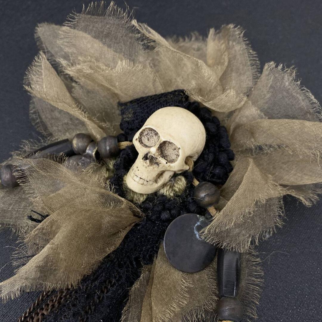 美品 SHARE SPIRIT アンティーク スカル コサージュ ブローチ