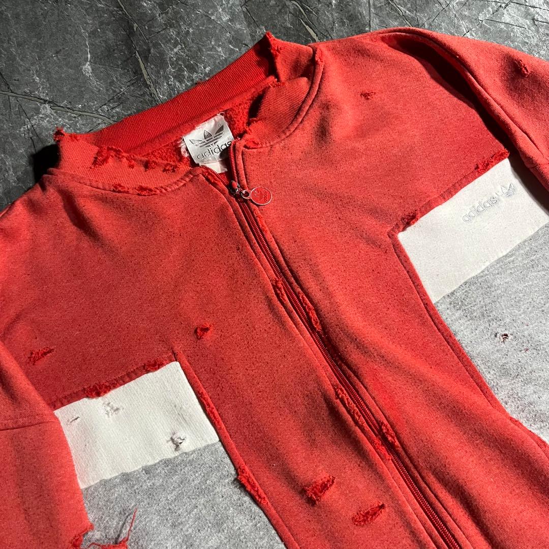 adidas 80s ボロ ジャージ スウェット 鬼フェード 赤 オリジナルス