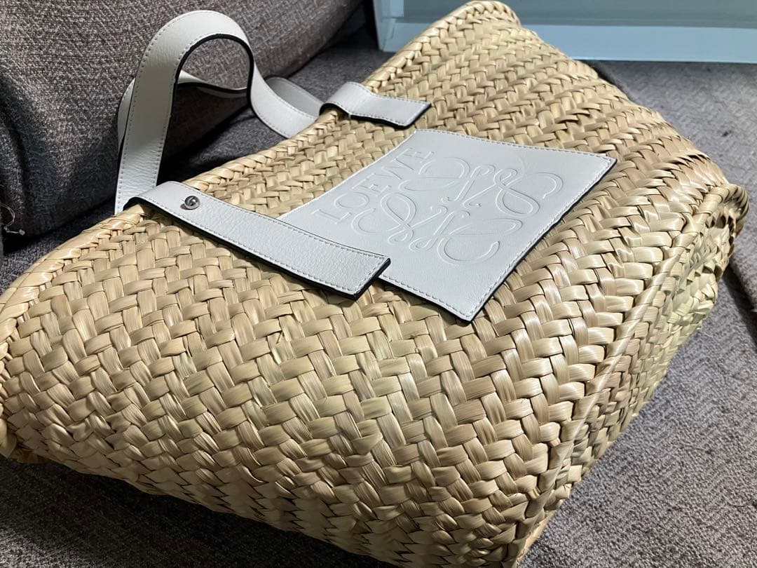 LOEWE かごバッグ ナチュラル/ホワイト　M