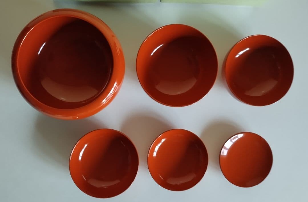 たに屋　応量器　真塗黒と洗朱　2客セット