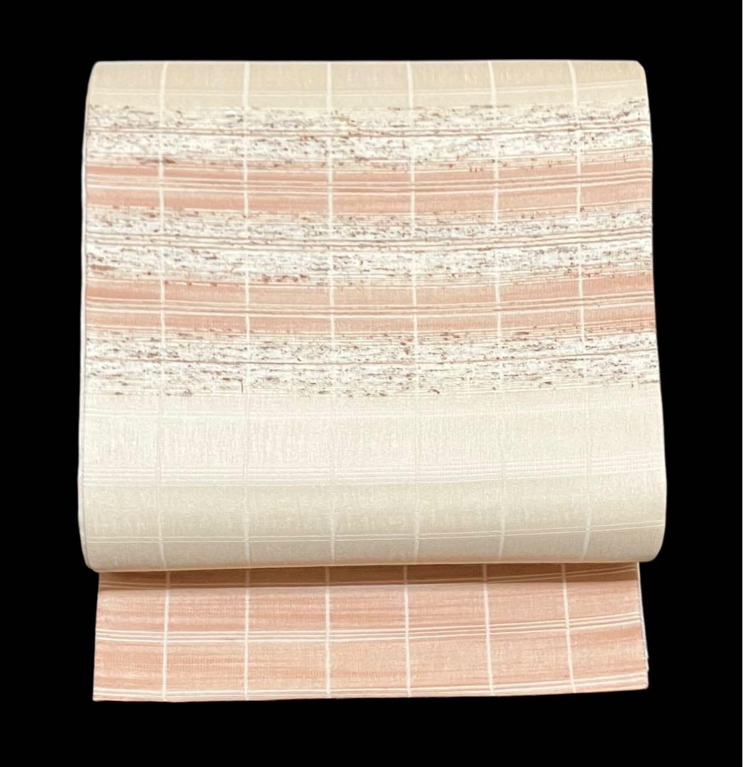 弥栄織物 スリーシーズン 袋帯 六通柄 正絹 ぜんまい紬 未使用 イ6325