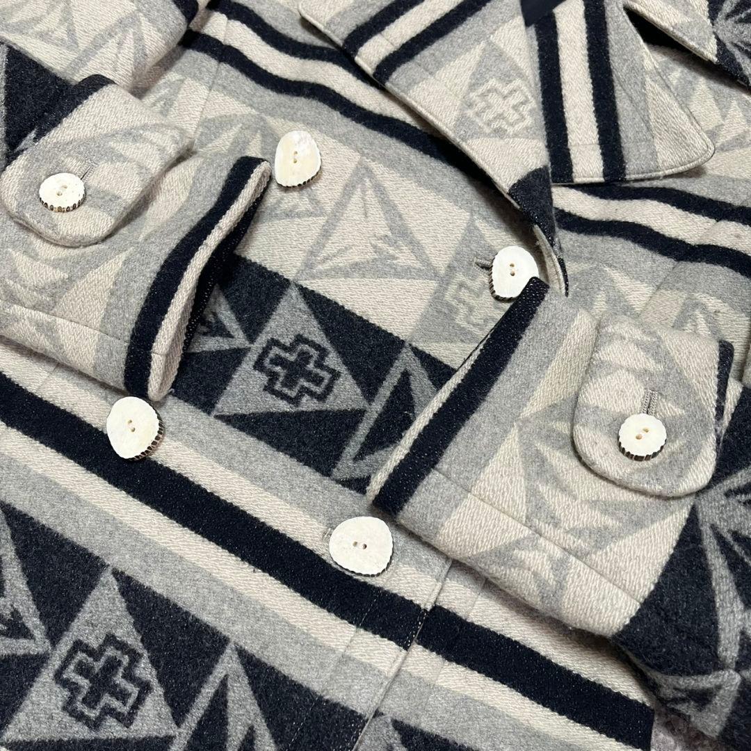 ◎90s/ネイティブ柄◎ラルフローレン★9号　M相当★ウール　コート★幾何学模様