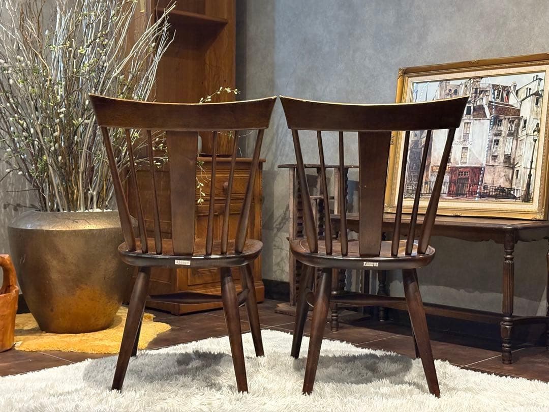 ①KASHIWA 柏木工　ウィンザーチェア　スポークチェア　アンティーク　SY