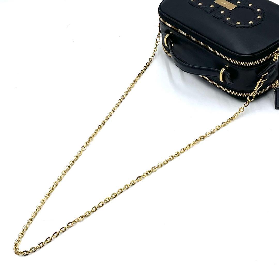 極美品● フェラガモ 2way ショルダーバッグ ガンチーニ ブラック レザー