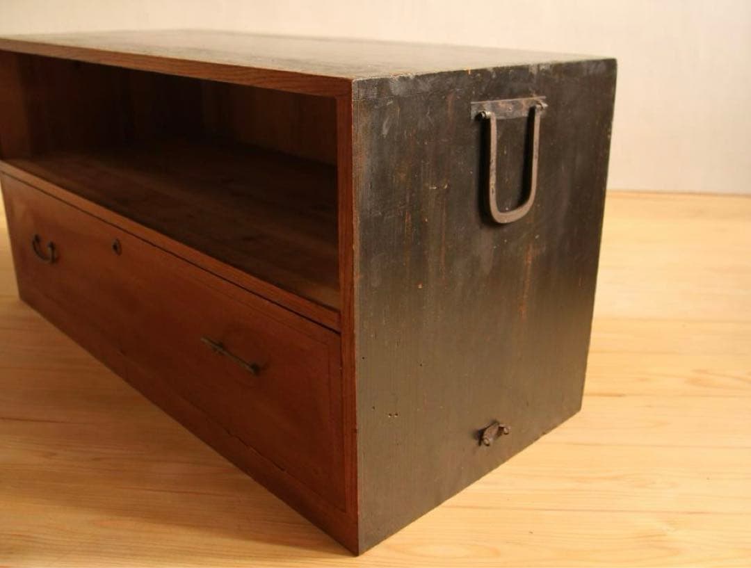 収納棚　2段　木製　古道具　古家具　ビンテージ　レトロ　ナチュラル