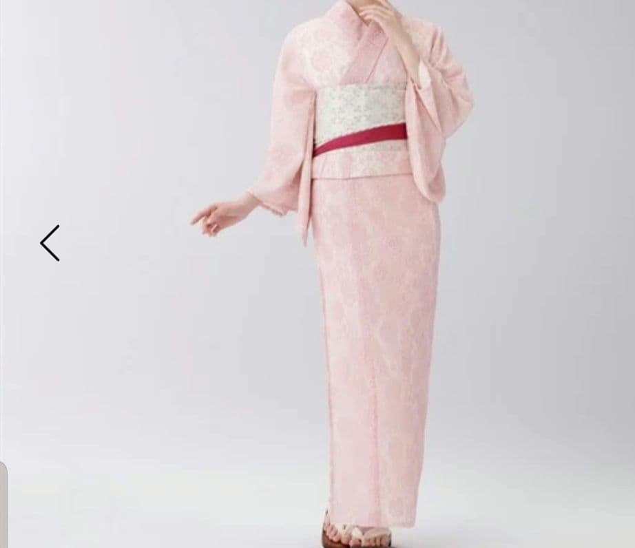 新品未使用　レース浴衣とレース帯のセット　オフホワイト　ピンク　レディース