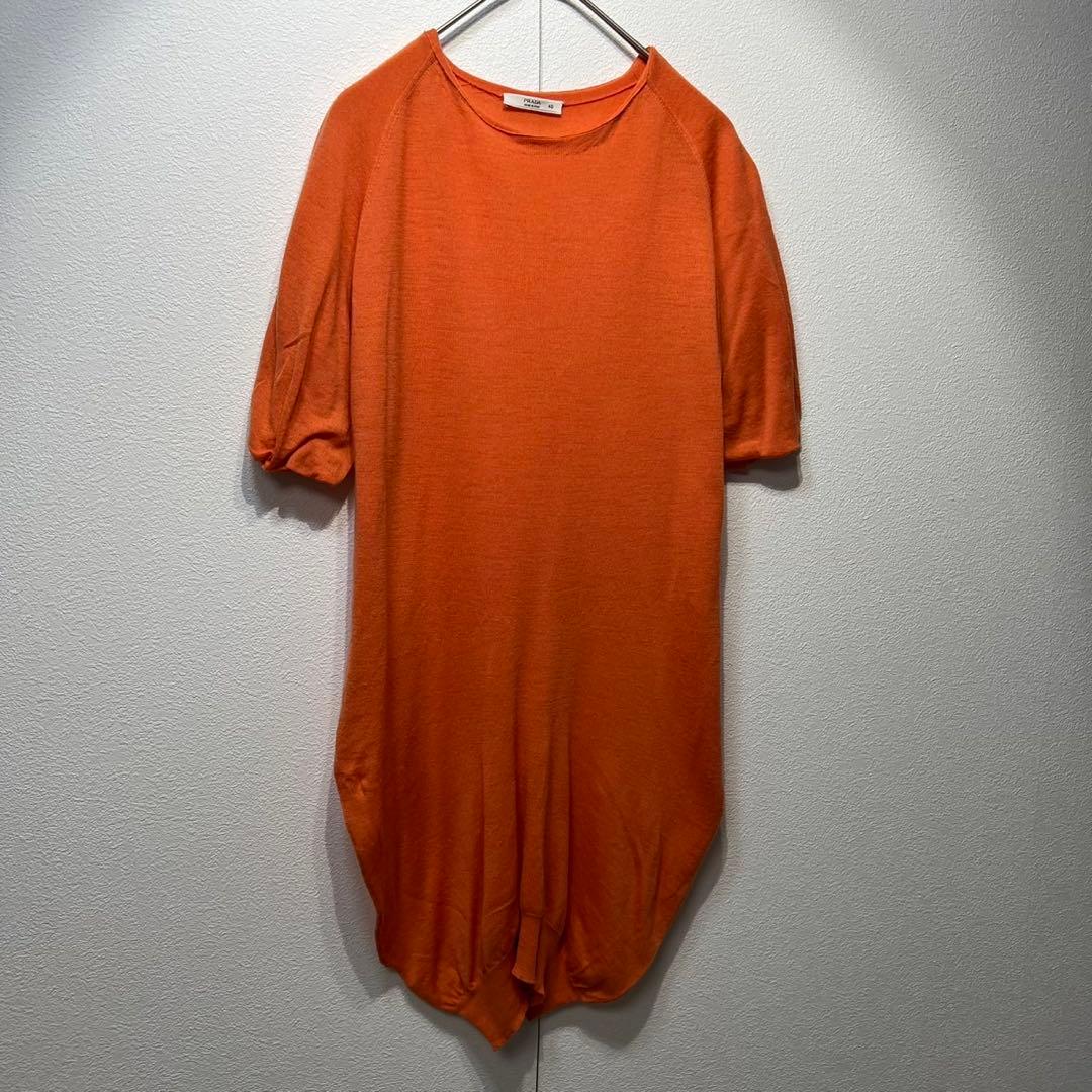 希少 プラダ 上質 ウール デザイン 半袖 ニット チュニック ワンピース 40