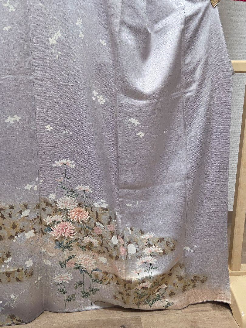 D 京友禅 季節の花々 金銀彩 桜 菊 桔梗 袷 正絹 訪問着 着物