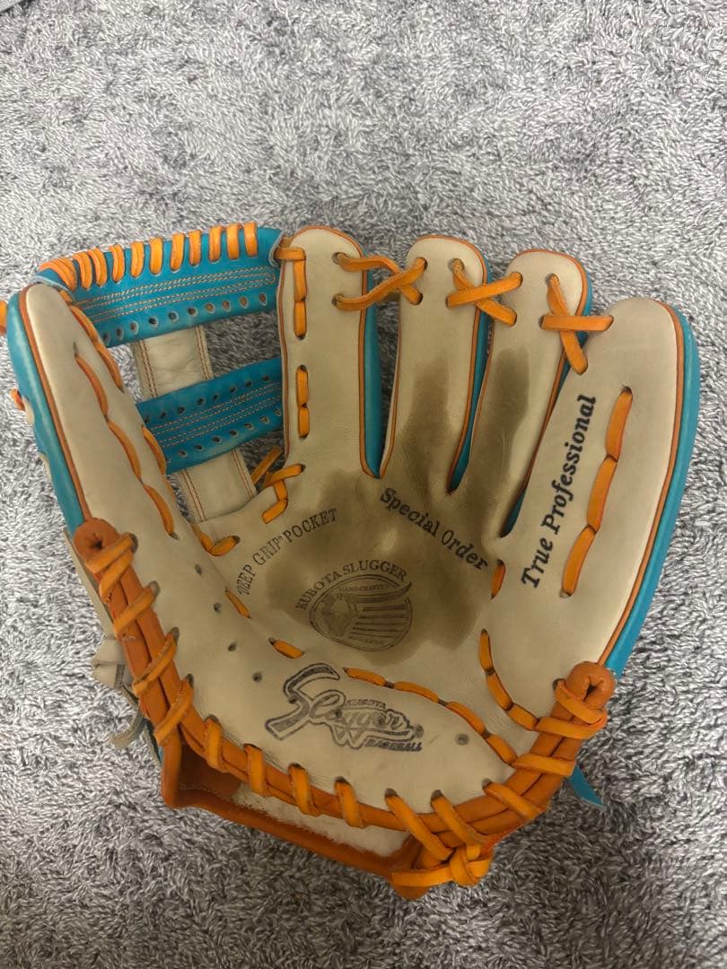 久保田 スラッガー オーダー 軟式　内野手用 ホワイト/ブルー/オレンジ