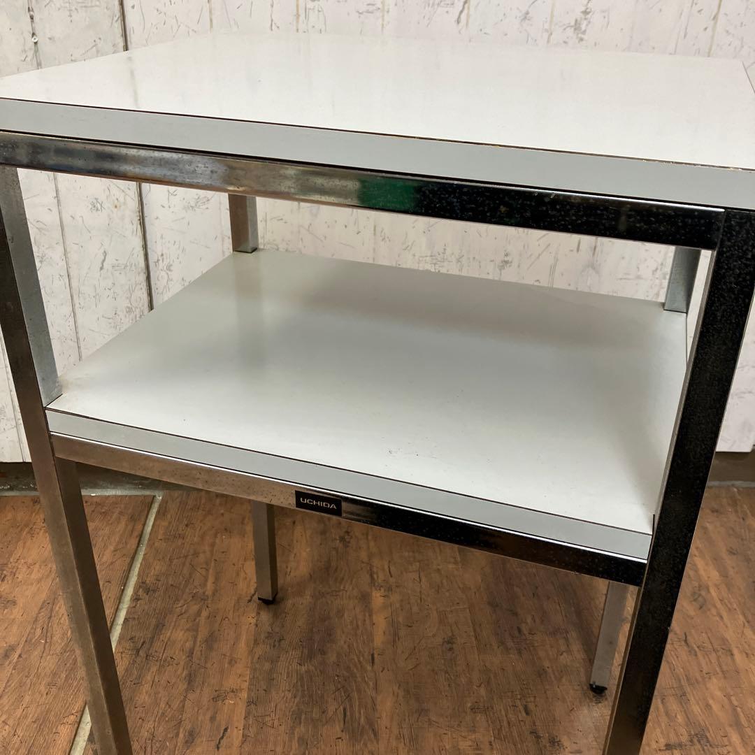 A-4 昭和レトロ ウチダ テレフォンスタンド 電話台 サイドテーブル 2段