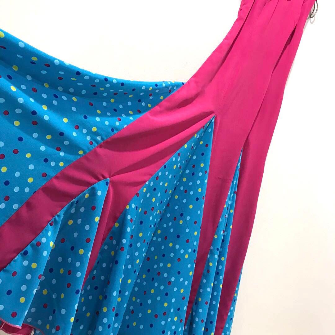 フラメンコ衣装 豪華 水玉 CANELA PURA ロングドレス スペイン