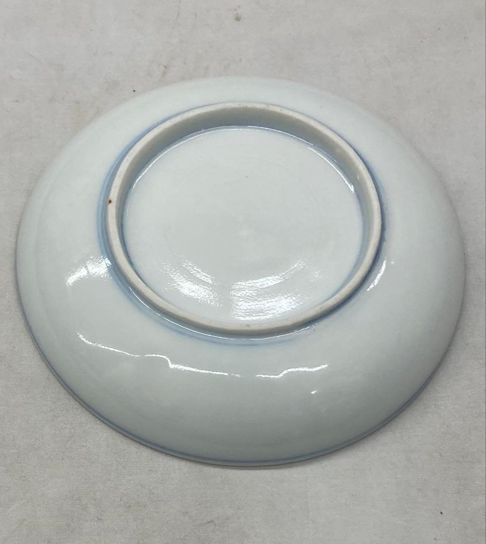 B558b 印判 兎に日の出 小皿 1枚　兎図　図変り　骨董　明治時代