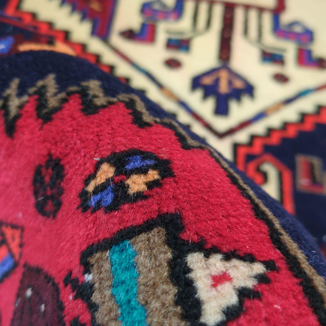 ペルシャ絨毯　ハマダン　ヴィンテージラグ　手織り絨毯　ウール　コットン