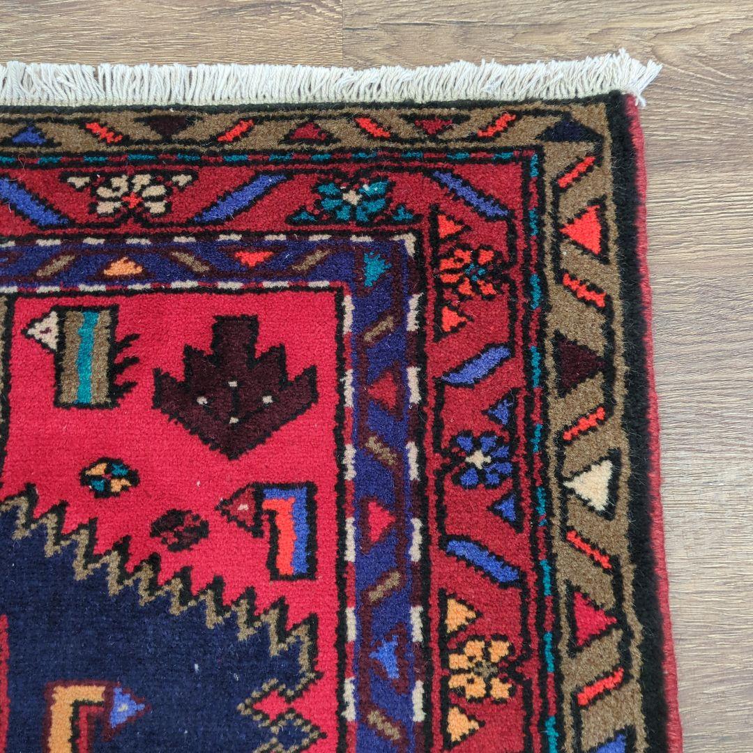 ペルシャ絨毯　ハマダン　ヴィンテージラグ　手織り絨毯　ウール　コットン