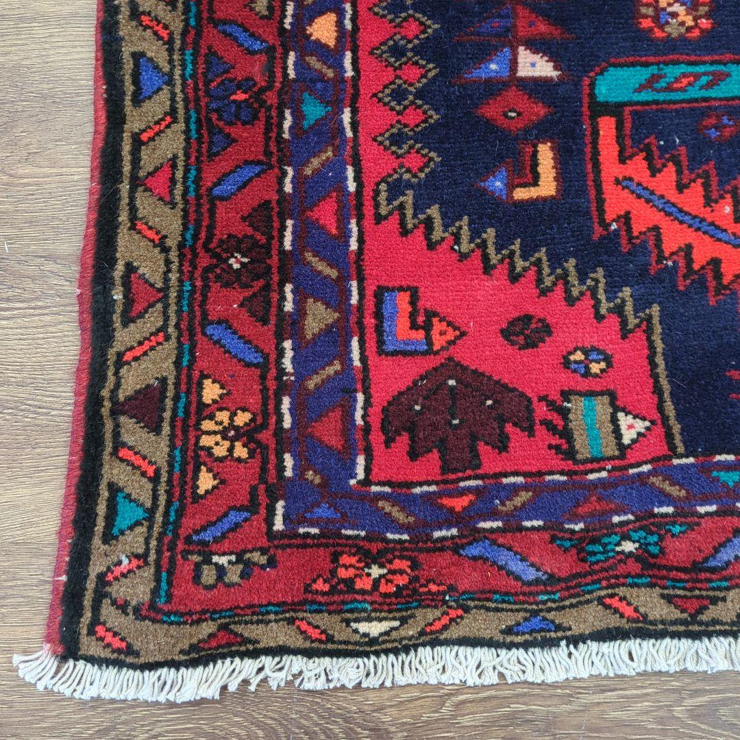 ペルシャ絨毯　ハマダン　ヴィンテージラグ　手織り絨毯　ウール　コットン