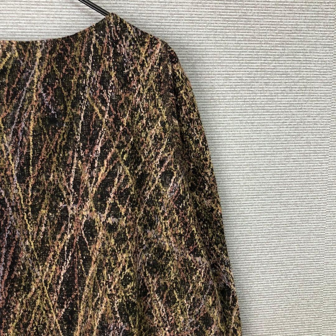 【美品】ヨーガンレール ウール 総柄 アシンメトリー長袖チュニックワンピース L