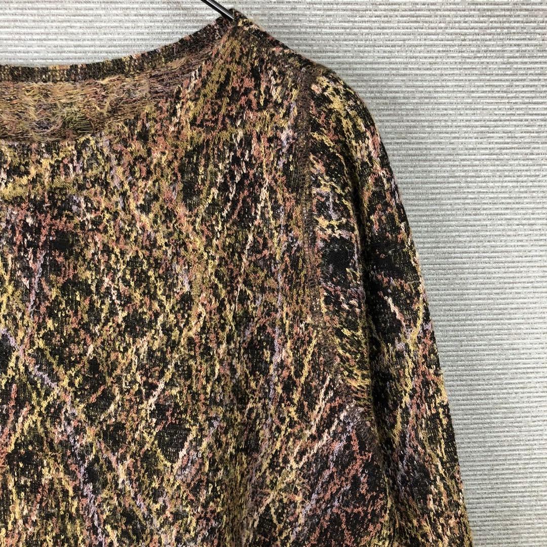 【美品】ヨーガンレール ウール 総柄 アシンメトリー長袖チュニックワンピース L