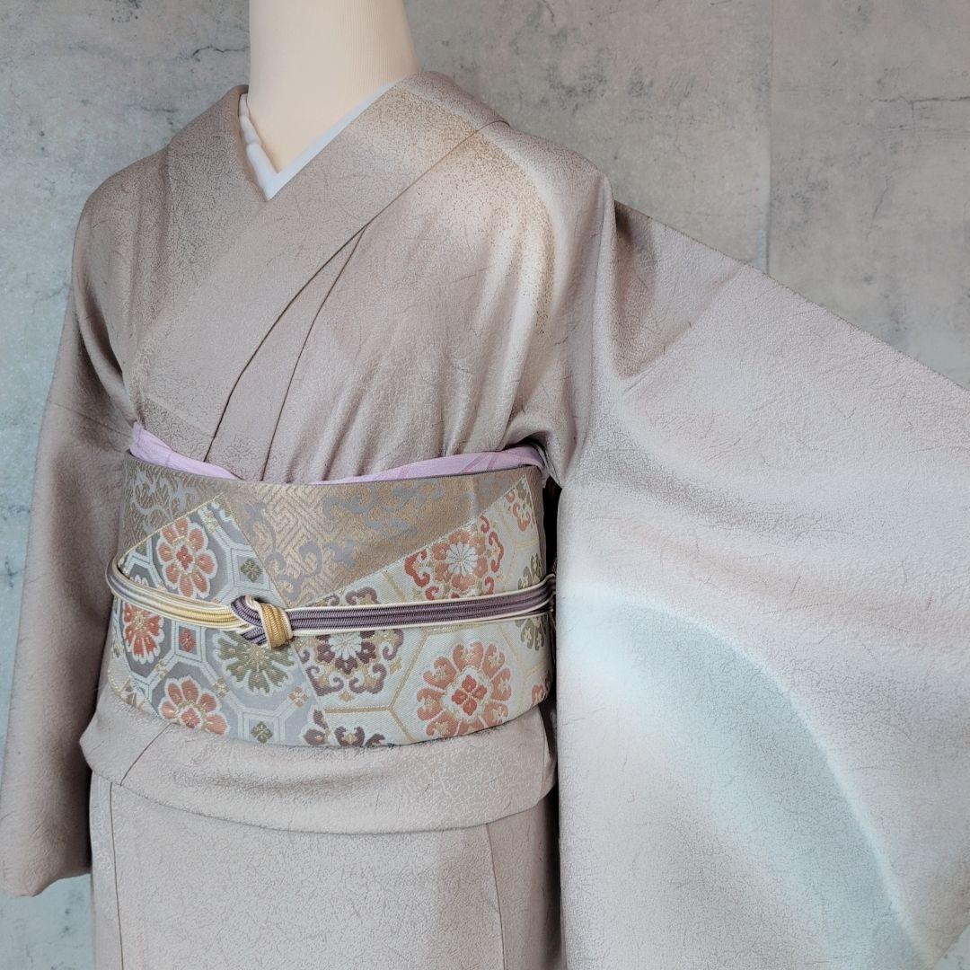 訪問着　フルセット　着物　正絹　金彩加工　おしとやか　シンプル　F8