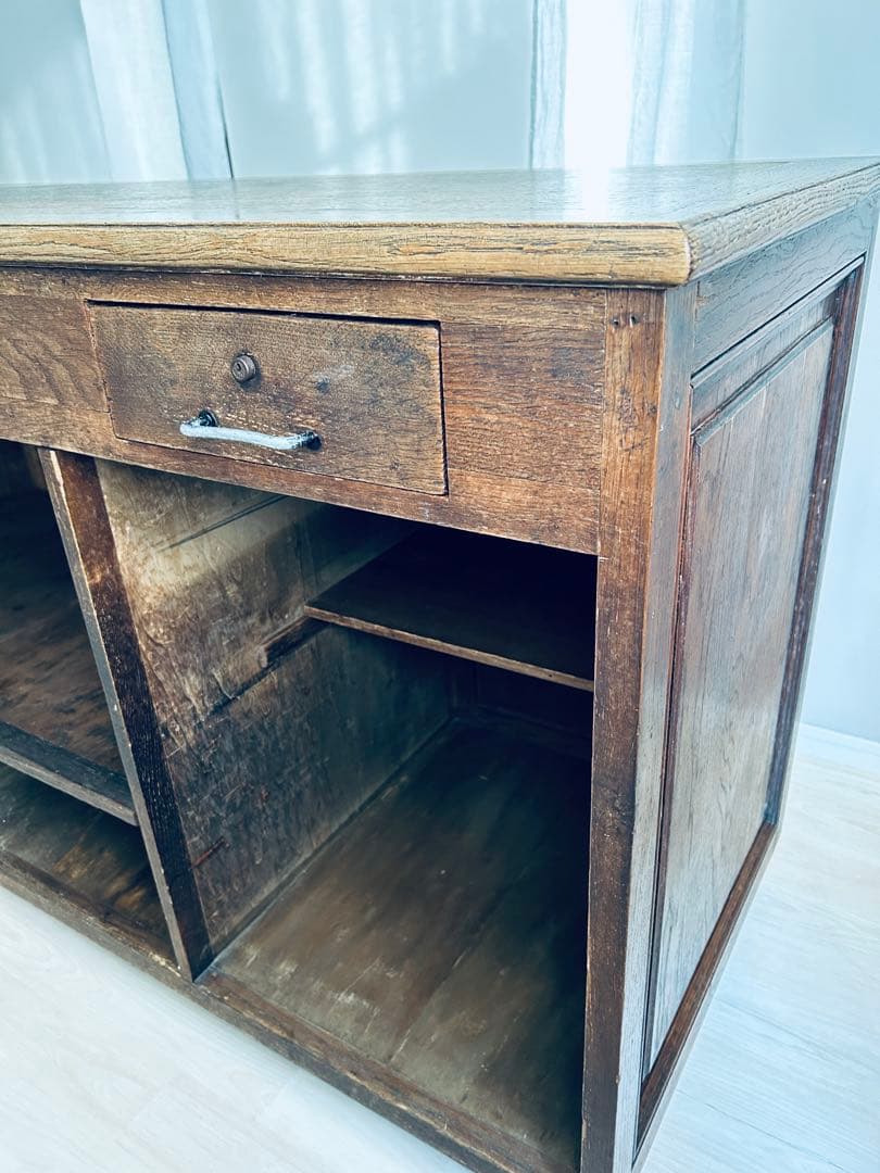フランスアンティーク 家具 木製ショップカウンター 作業台 アトリエ
