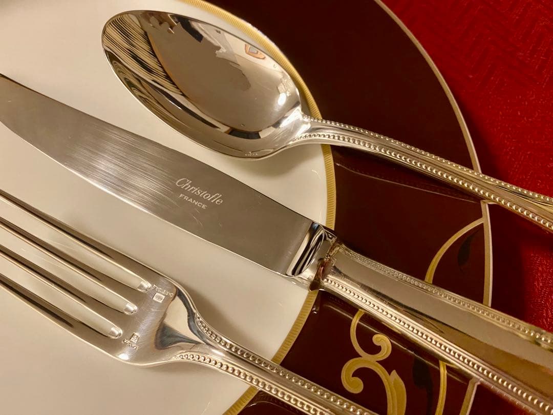 【☆人気のパール☆ラス１】クリストフル パール テーブルサイズ カトラリーセット