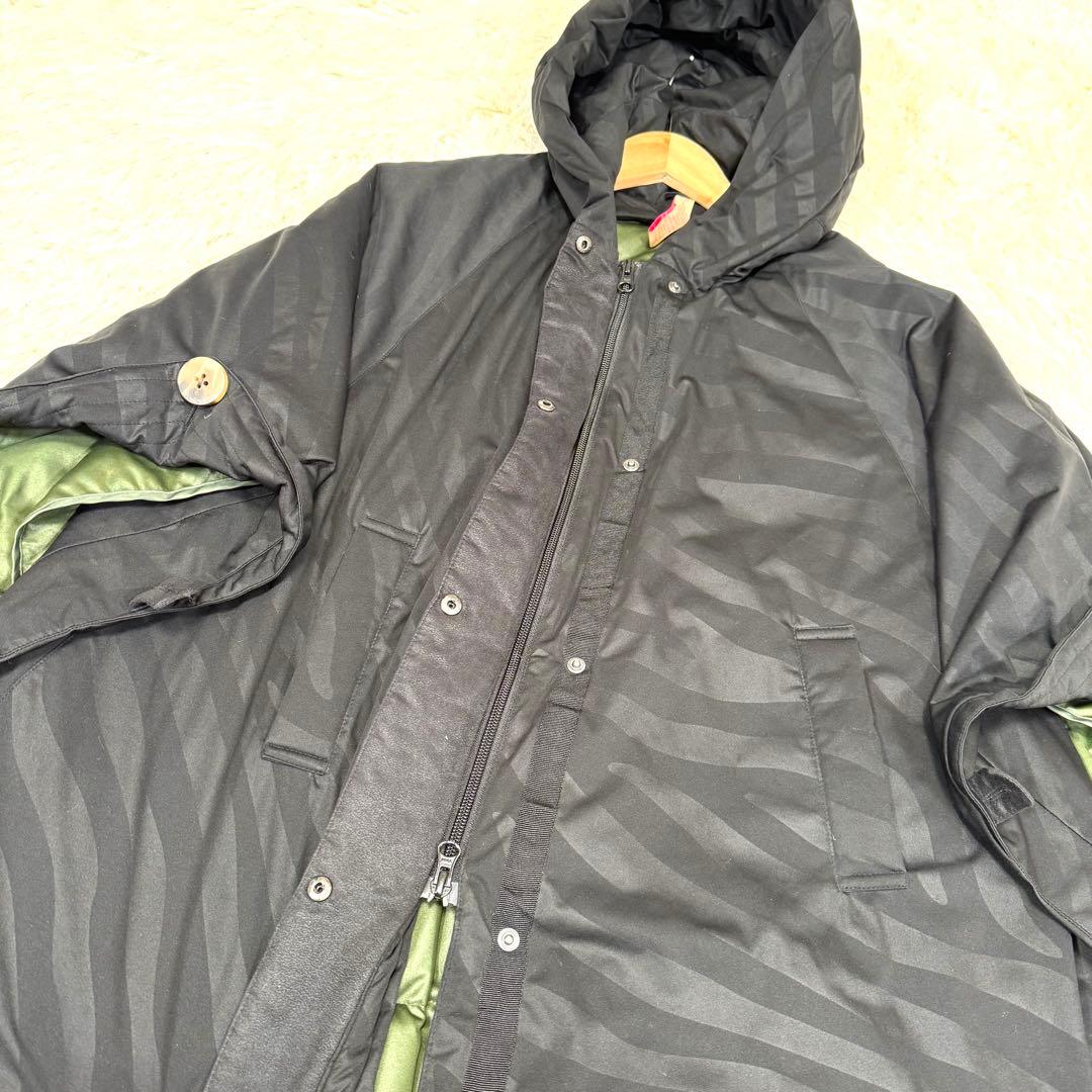 粧U YOSOOU ダウンライナー付きポンチョ ケープコート フード 黒 2