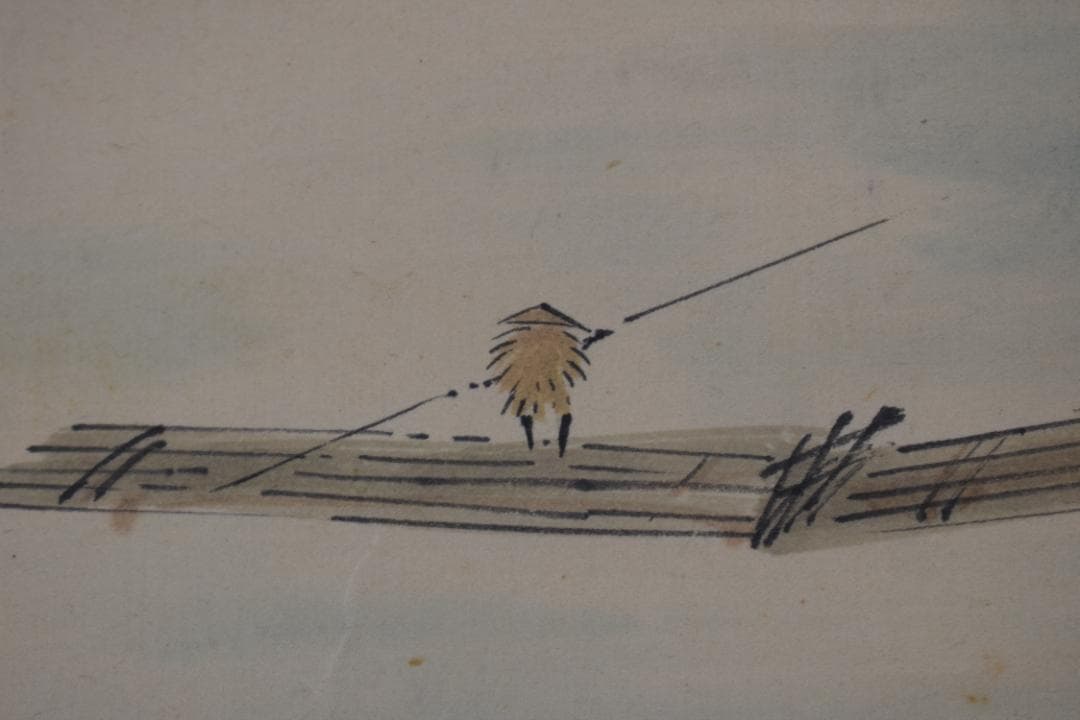 【真作】杉原元人/嵐峡図/嵐山山水図/横物/掛軸☆宝船☆Y-620　JM