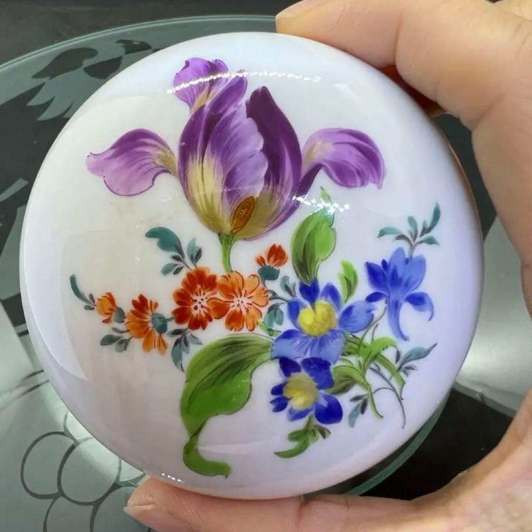 未使用 ドイツ マイセン 小物入 3つ花 手描き ハンドペイント ボンボニエール