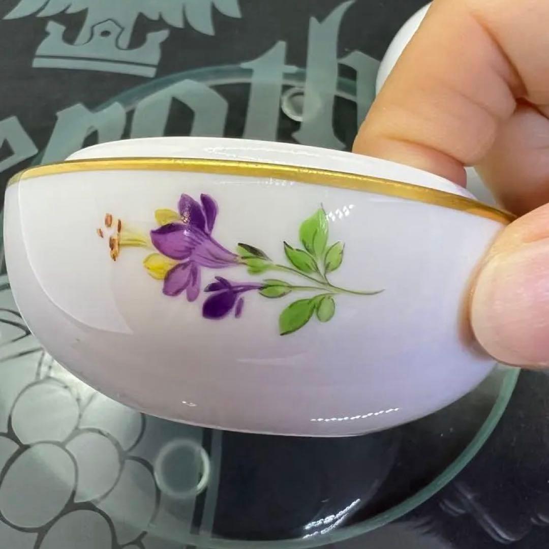 未使用 ドイツ マイセン 小物入 3つ花 手描き ハンドペイント ボンボニエール
