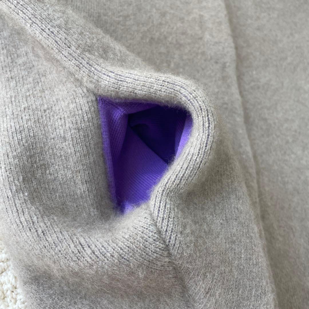 美品♡ エレンディーク ラクーンミックスダブルカーディガン グレー パープル 2